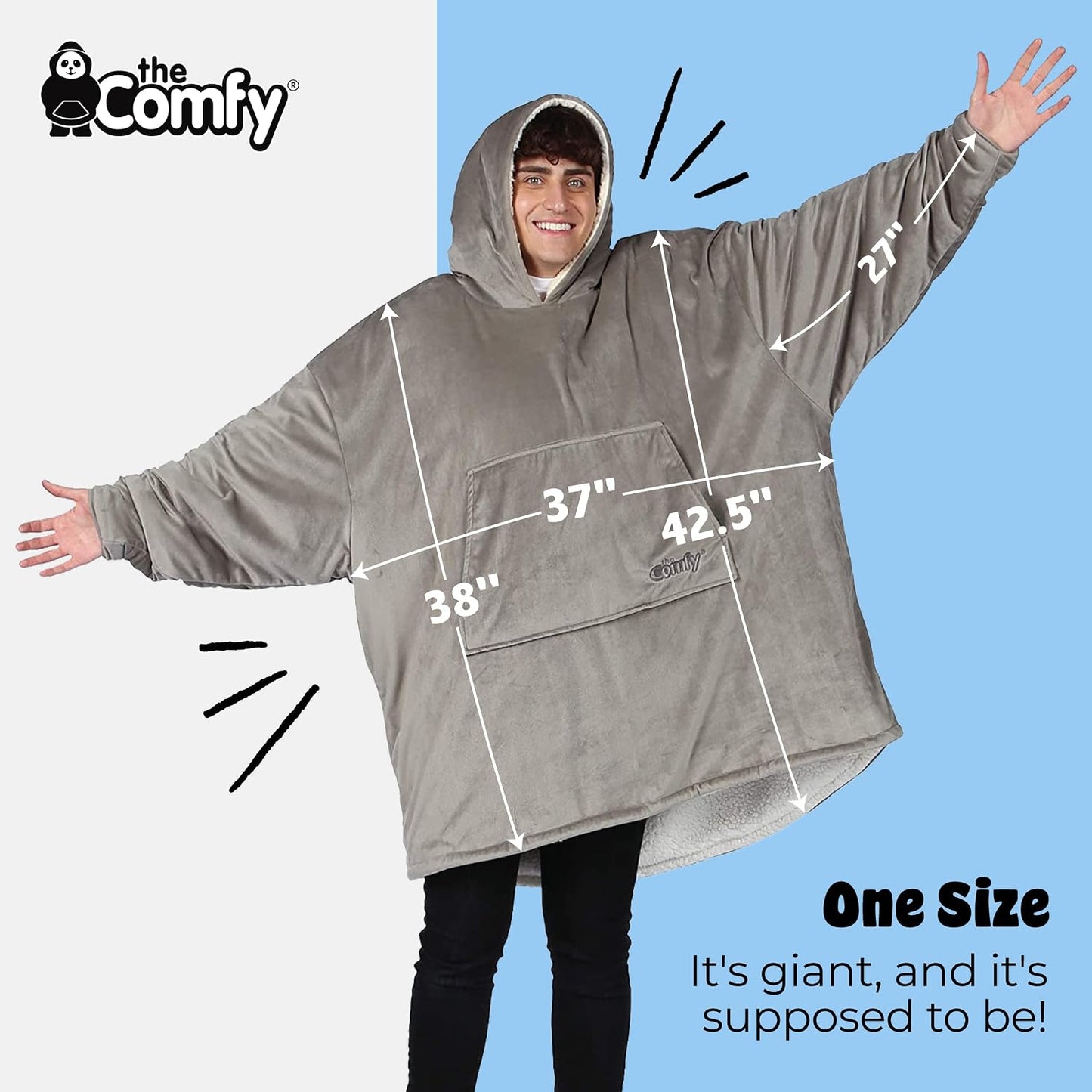 THE COMFY Original | From Shark Tank | Patented | Oversized Sherpa Wearable Blanket Hoodie| Gift for Women & Men | One Size