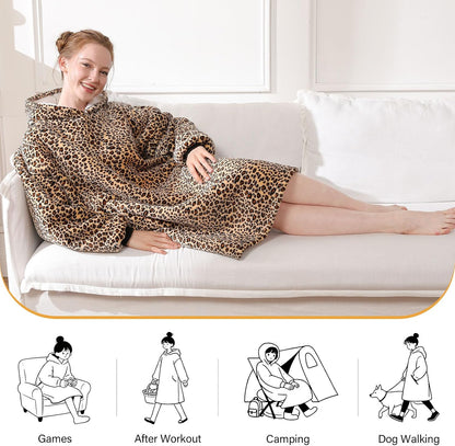 LetsFunny Blanket Hoodie,Oversized Wearable Sherpa Fleece Blanket Sweatshirt,Super Soft Warm Cozy with Giant Pocket,Gifts for Women Men Adults Teenagers, One Size Fits All