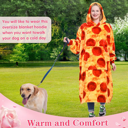 Waitu Wearable Blanket Sweatshirt Gifts for Women and Men, Warm and Cozy Giant Blanket Hoodie, Thick Flannel Blanket with Sleeves and Giant Pocket - Dark Gray