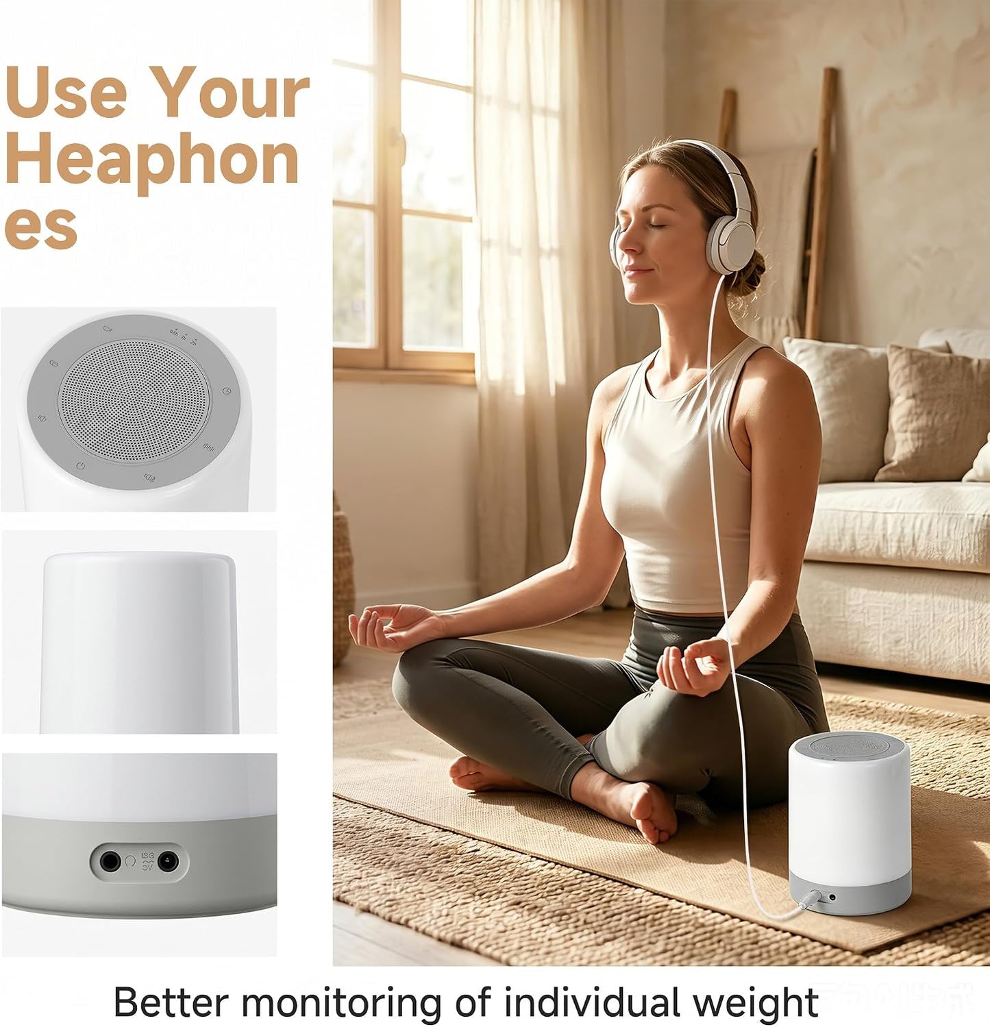Electronic Tibetan Singing Bowl Sound Machine, 8 Healing Frequencies, Red Night Light, Touch Control, Auto Timer, USB Plug-in, for Meditation, Sleep, Yoga & Chakra Healing