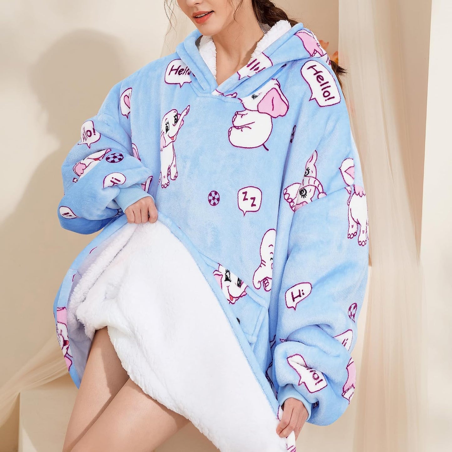 Narecte Cozy Oversized Blanket Hoodie Wearable Blanket Adults Soft Hooded Blanket Hoodie Birthday Gifts for Women Christmas - Colors B