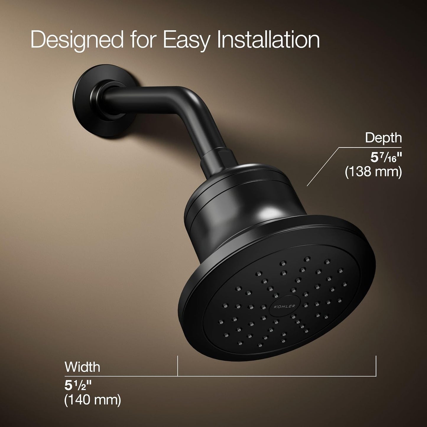 KOHLER 33631-Y-BN Cinq Round Single-Function Filtered Showerhead, Five-Layer Filtration, 2.5 GPM, Full Coverage Spray, Premium Durable Material, Vibrant Brushed Nickel