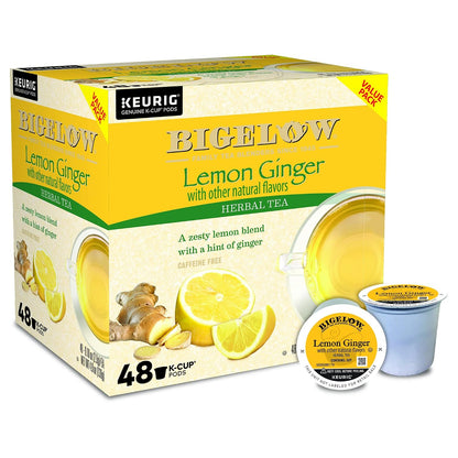 Bigelow Tea Lemon Ginger Herbal K-Cup Pods, 12 Count (Pack of 6)