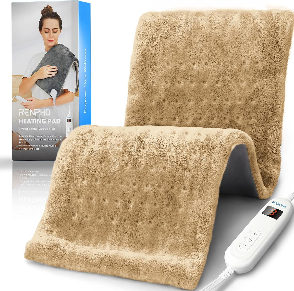 RENPHO Electric Heating Pad for Back with 10 Heat Levels