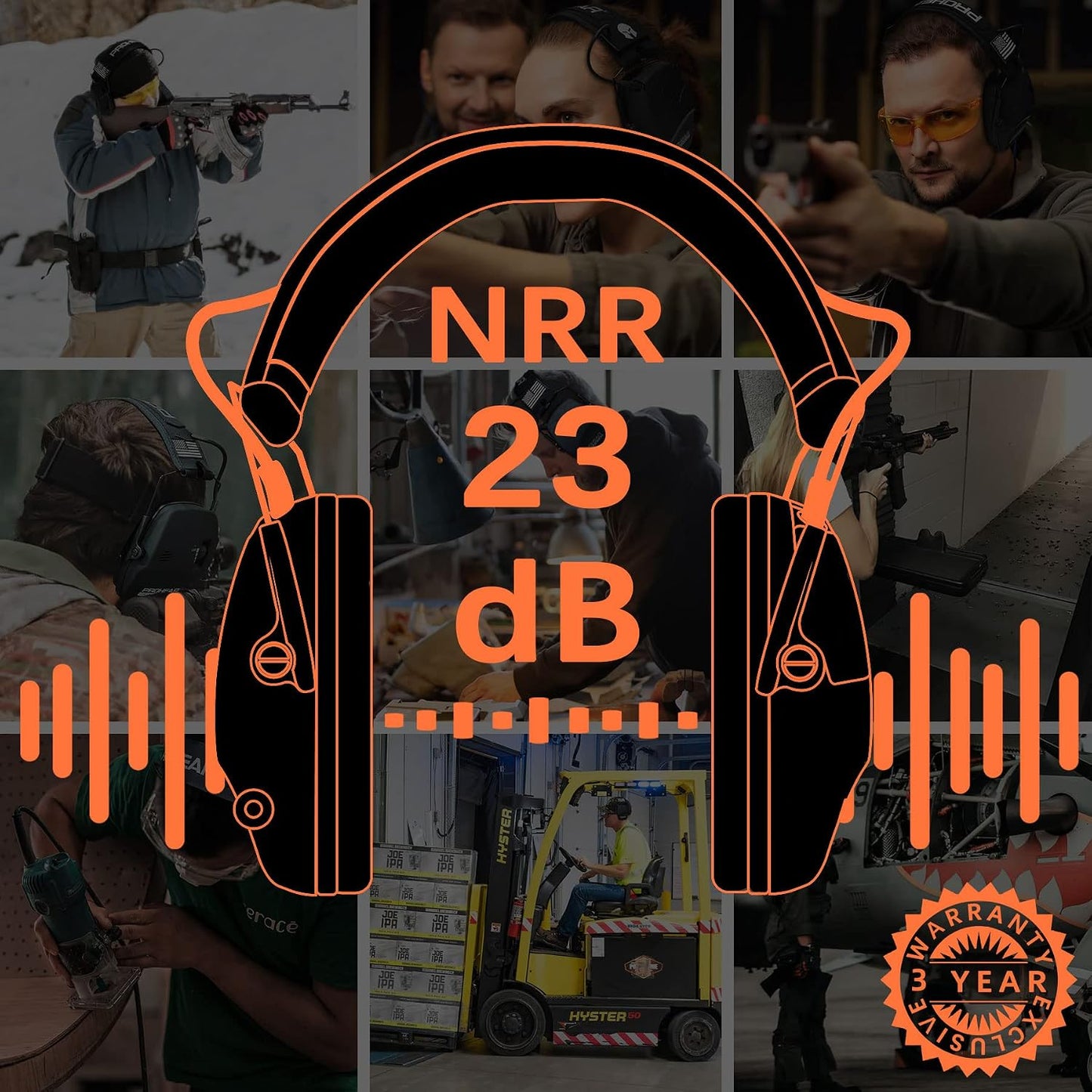 PROHEAR Electronic Ear Protection for Shooting with 4X Sound Amplification, Gun Range Hearing Protection Muffs, NRR 23dB Noise Reduction Headphones for Hunting, Green