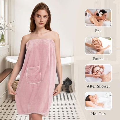 PJGGZ Towel Wrap for Women, Adjustable Button Quick Dry Absorbent Bath Wrap