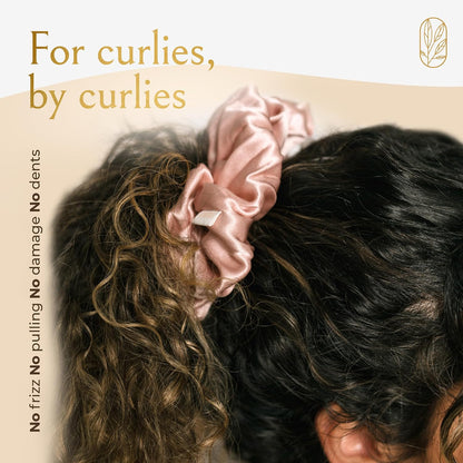 Silk Scrunchies for Women Ponytail Holders – Oversized Mulberry Silk Scrunchies – Extra Large No Damage Hair Ties for Curly, Thick, and Thin - Hair Accessories for Women – Black, XL By Curlfriend