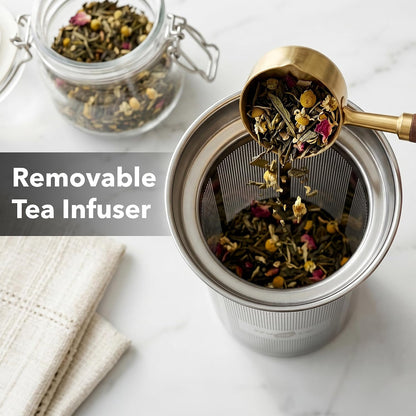 OVENTE 1.8L Glass Electric Kettle with Tea Infuser, Silver KGD752S