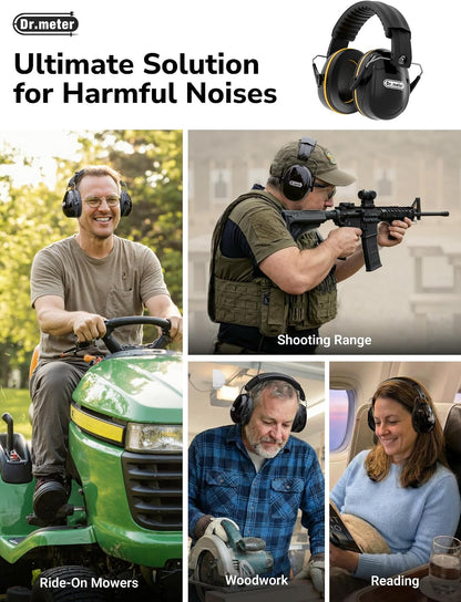 Dr.meter Ear Protection Ear Muffs, Noise Cancelling Headphones for Adults Kids 31dB Earmuffs for Noise Reduction, Hearing Protection for Shooting Gun Range, Mowing, Monster Jam, Sensory, Fireworks