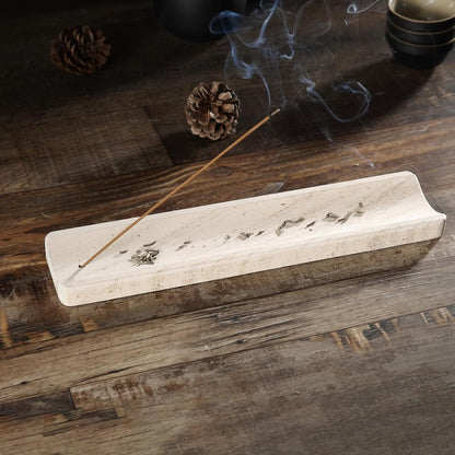 Koville Marble Incense Holder, Incense Holder for Sticks, Incense Sticks Holder Ash Catcher for Meditation Yoga SPA, Natural Stone Incense Burner, Home Table Decor (Grey)