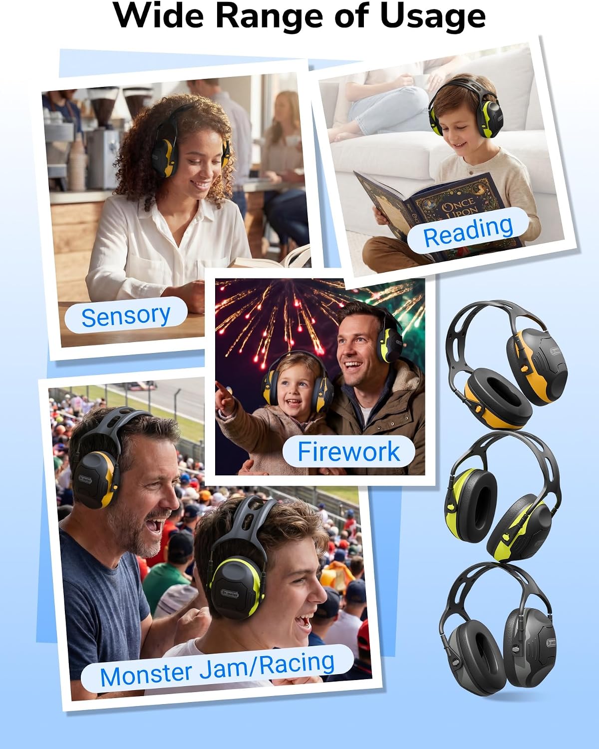 Dr.meter Ear Protection Ear Muffs, Noise Cancelling Headphones for Adults Kids 31dB Earmuffs for Noise Reduction, Hearing Protection for Shooting Gun Range, Mowing, Monster Jam, Sensory, Fireworks