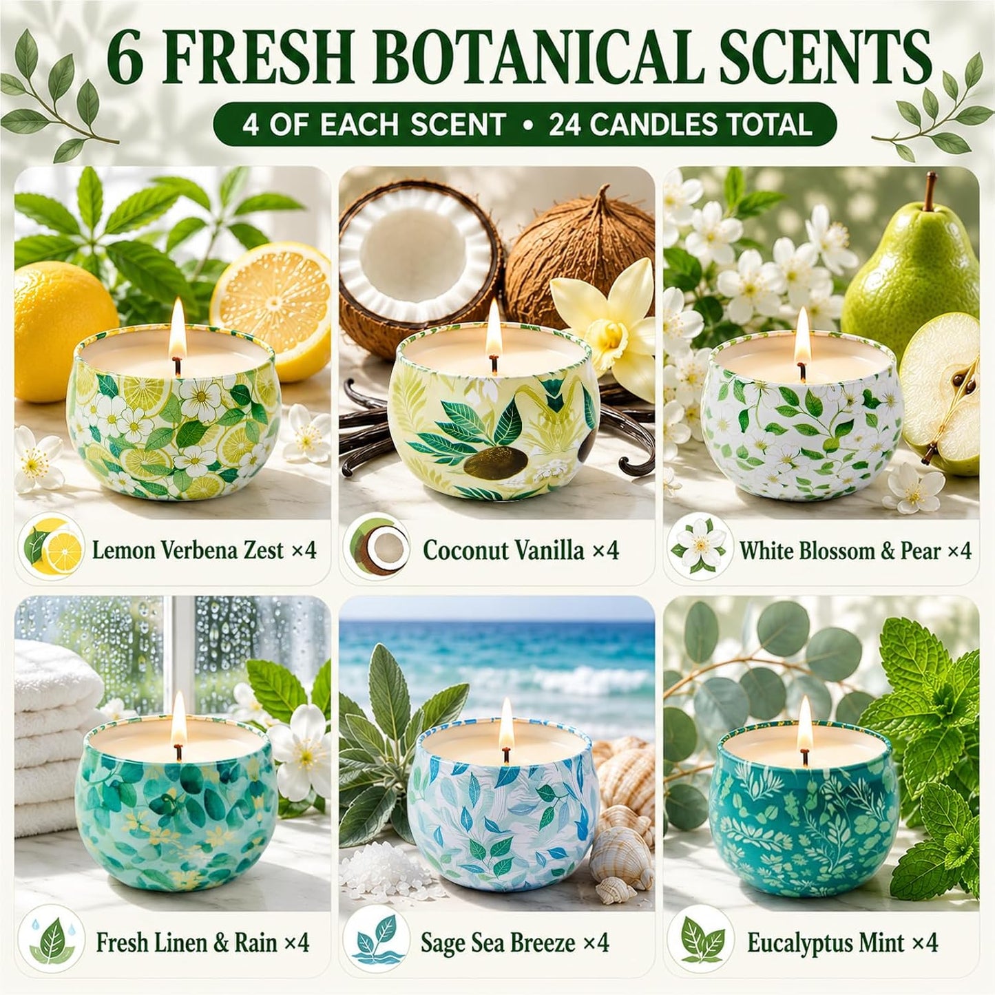 Candles, Scented Candles Gift Set for Women, 8 Pack Fruity Floral Soy Wax Aromatherapy Candles, Travel Tin Candles in Artist Gift Box, Birthday Gifts for Mom, Wife, Sister, Friend, Housewarming