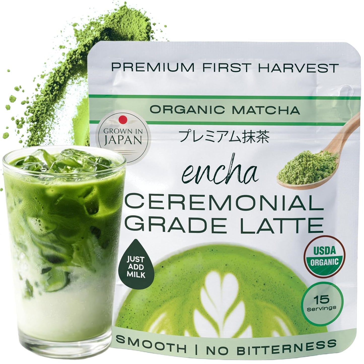 Encha Matcha - Ceremonial Grade Matcha Powder, Organic First Harvest Japanese Green Tea Powder, Tea From Uji, Japan (30g/1.06oz)