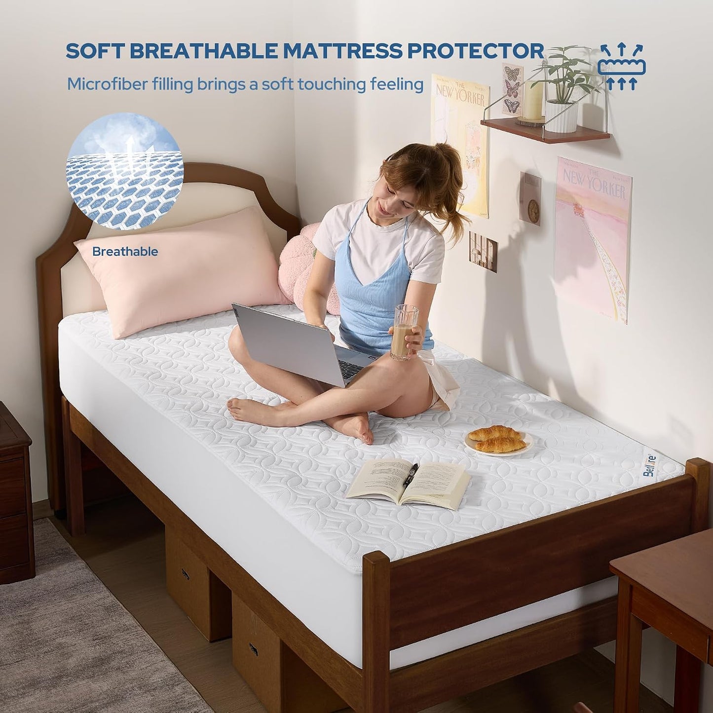 BEDLORE Waterproof Mattress Protector, King Size Mattress Pad with Deep Pocket 6"-18" Depth, Soft Noiseless Dirt-Proof Bed Mattress Cover Washable for Home, Bedroom, Hotel (Gray)