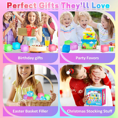 4 Pack Stress Cube, Slow Rising Ice Cube Stress Balls for Adults Kids, Sensory Fidget Toy for Anxiety Relief, Square Shape Squishy Balls for Classroom Prizes, Cube Squishy for Party Favors