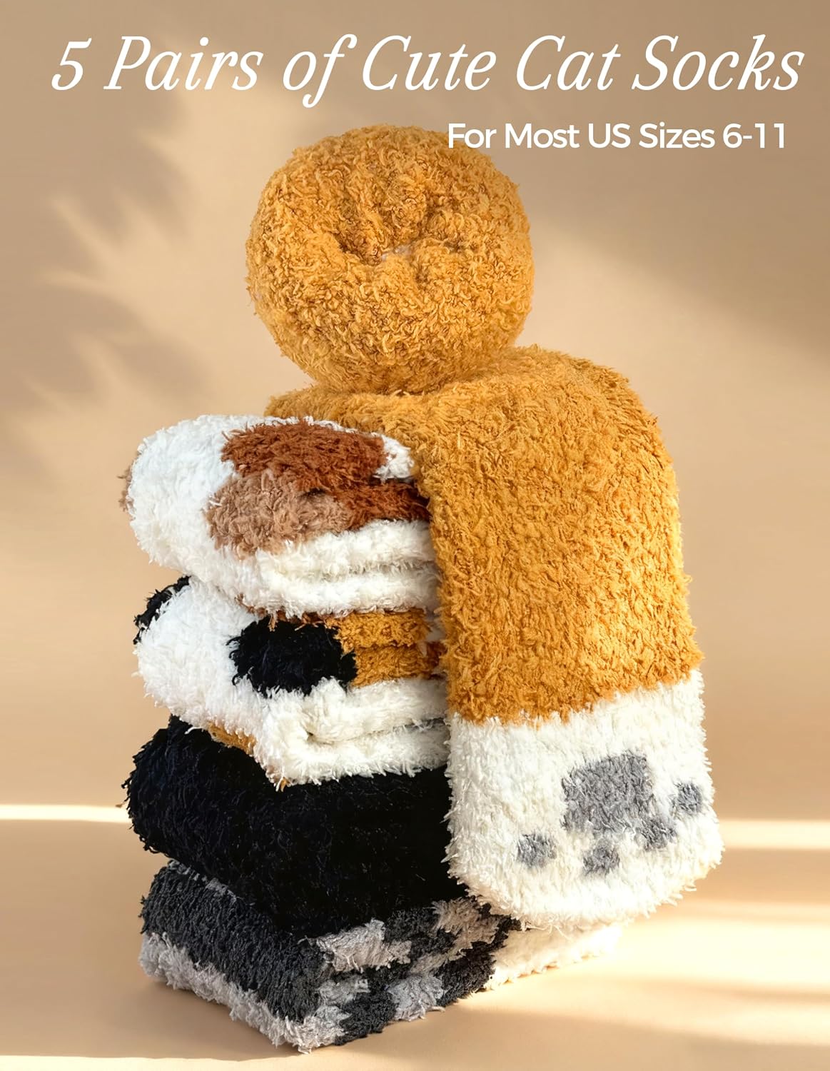 TEHOOK Warm & Cozy Gifts for Women, Fluffy Fuzzy Plush Sleeping Slipper Socks - Soft Warm Fabric
