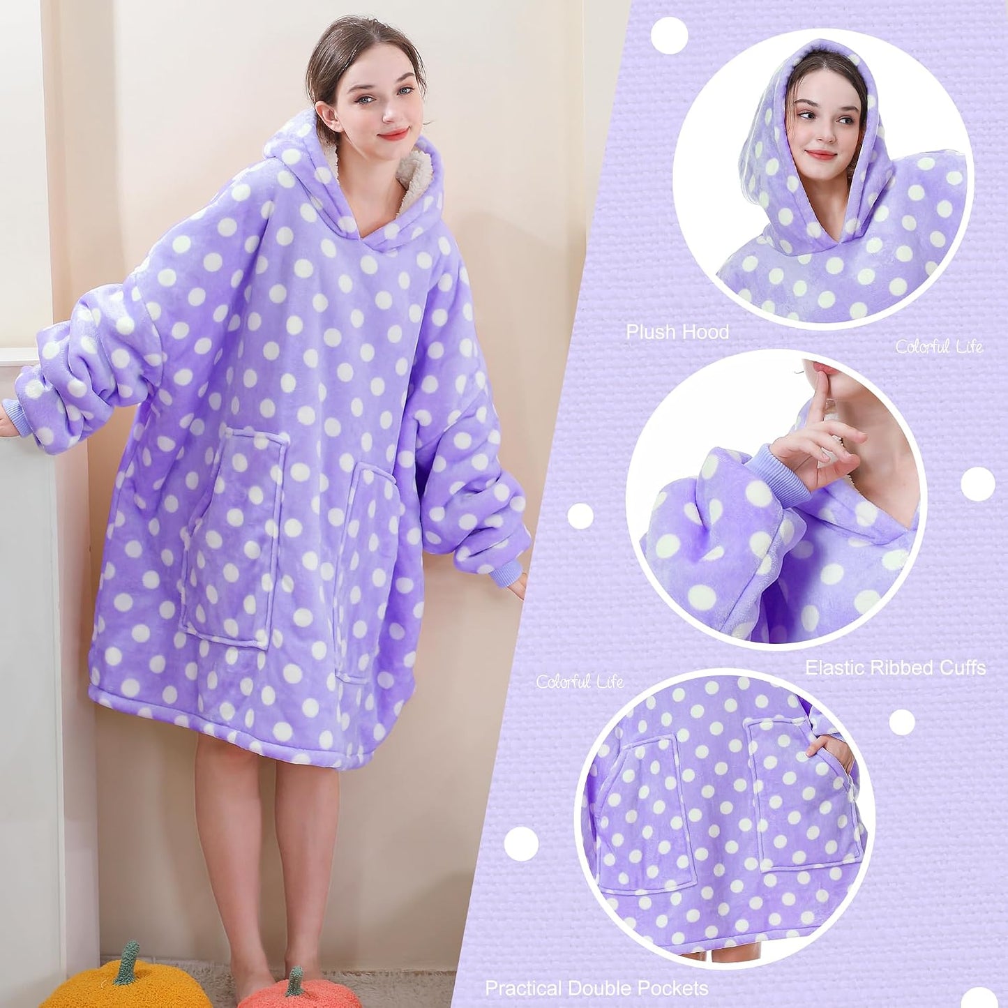 Aemicion Strawberry Blanket Hoodie,Oversized Sherpa Wearable Hooded Blanket,Warm Cozy Sweatshirt Gifts for Women Girls Adult