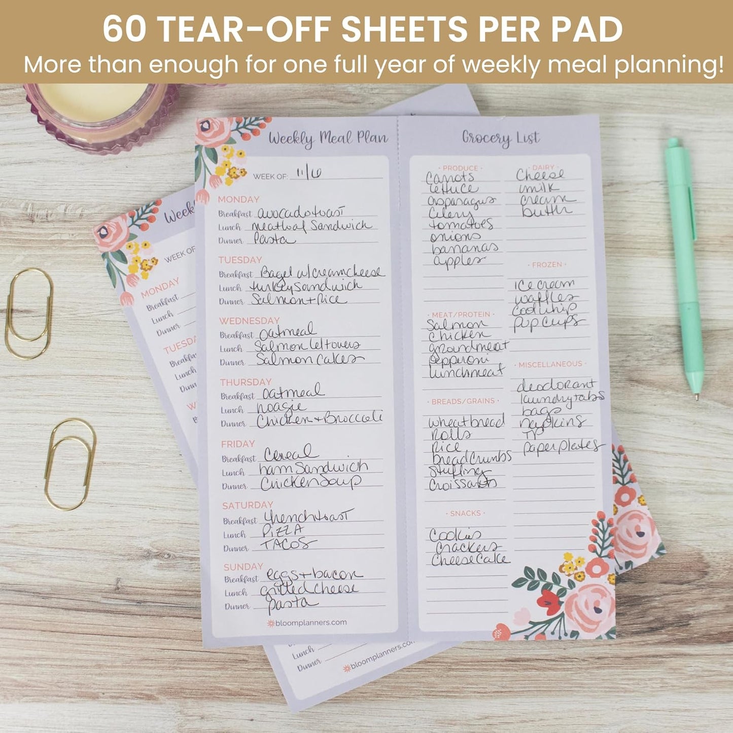 bloom daily planners Horizontal Weekly To Do List Notepad with 60 Undated Sheets - Weekly Desk Planner or Chore Pad with Priorities & Habit Tracker - 8.5” x 11” - Pastel