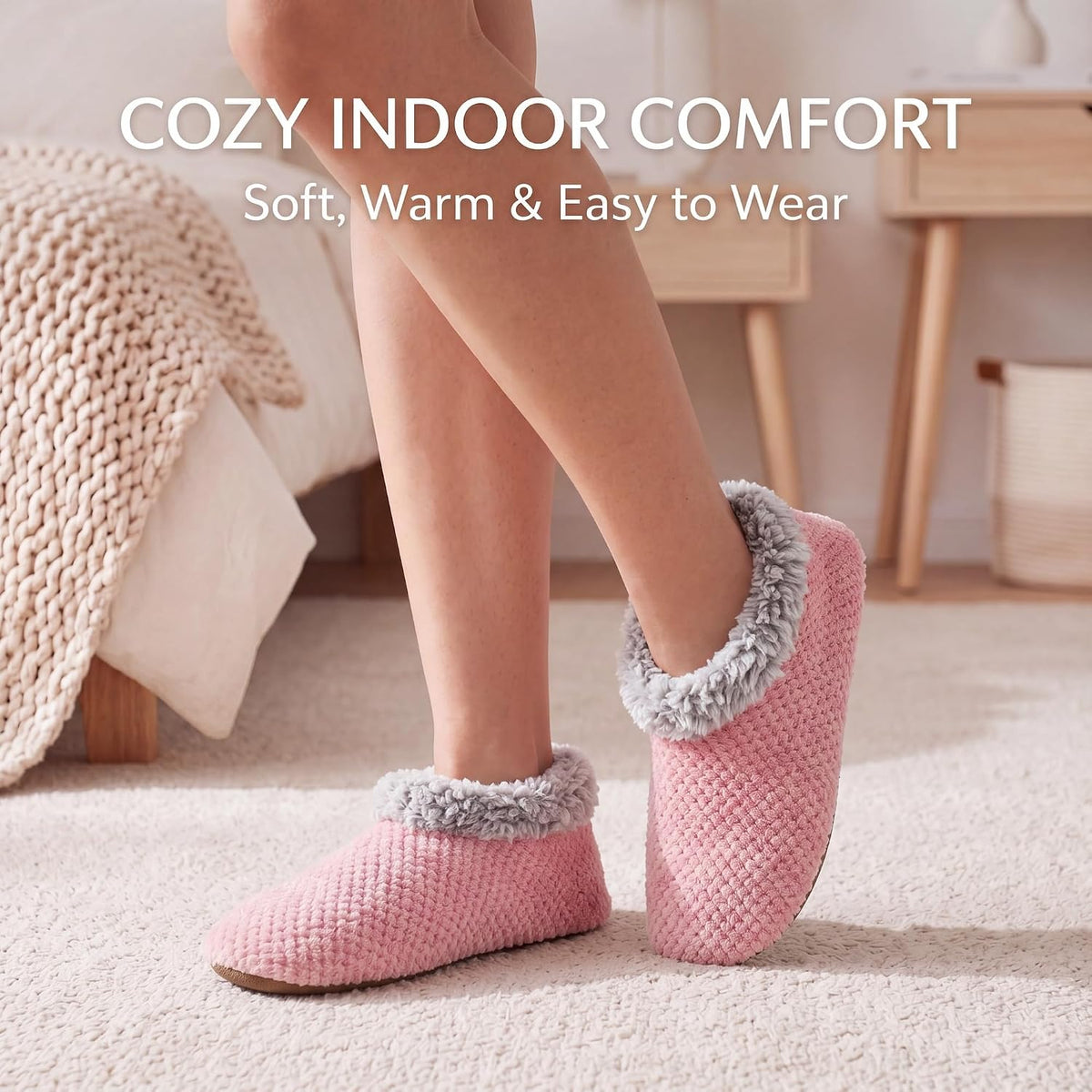 Cozylook Fuzzy Slippers for Women Indoor Soft Sole Slipper Socks