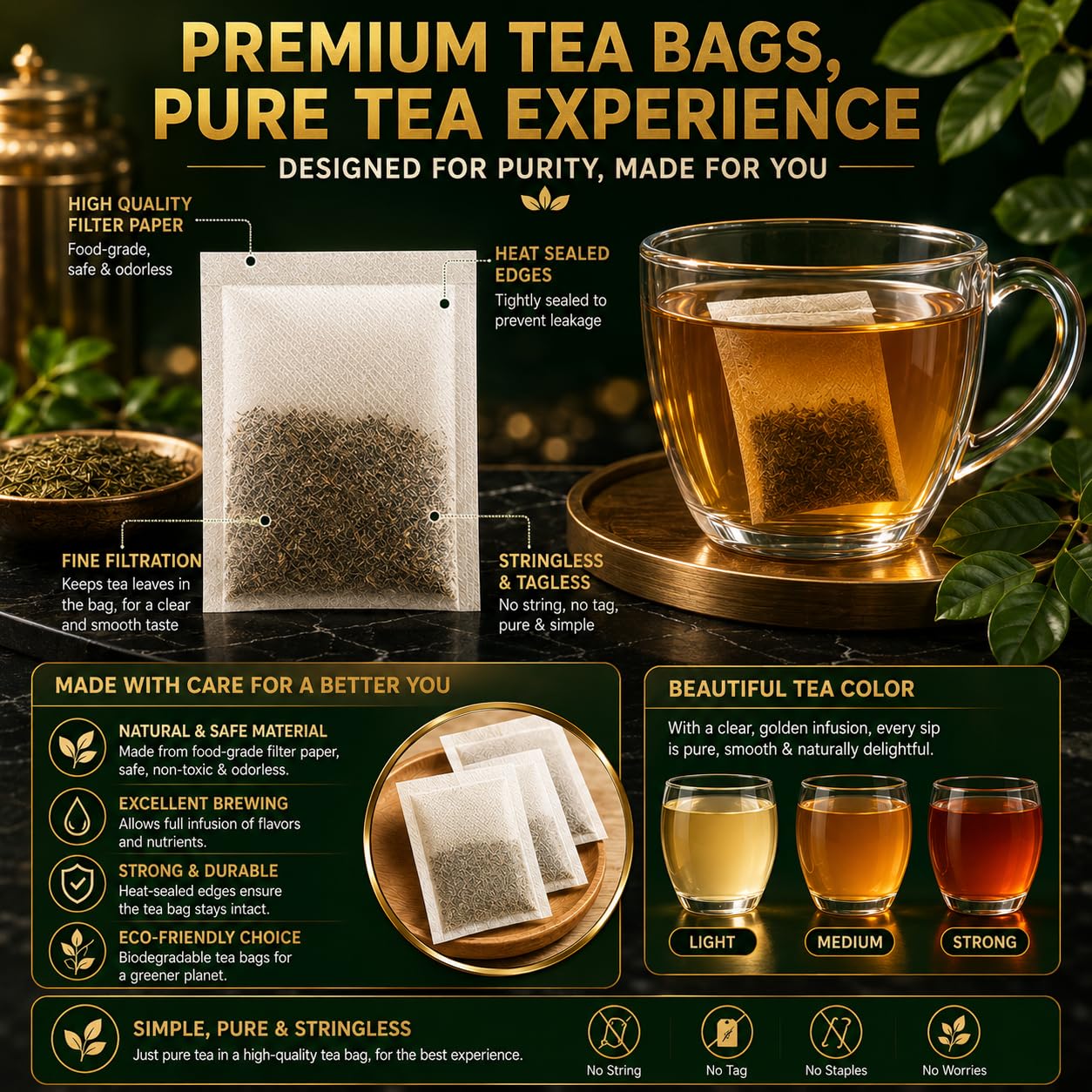 WOTIHA 60 Count Premium Lemon Balm Tea Bags - 100% Pure Natural Leaves, Lemony Citrusy Flavor, Supports Calming & Digestion, Caffeine-Free, Additive-Free, Sugar-Free, Vegan Non-GMO