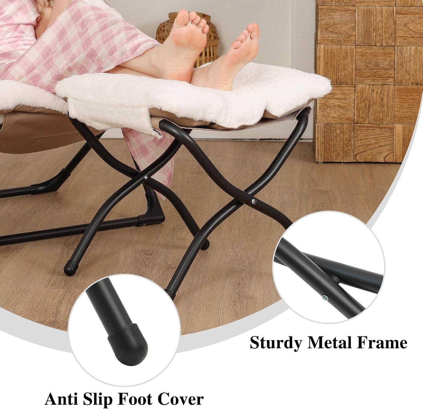 15"(H) Folding Ottoman, Foldable Footrest Stool, Portable Small Foot Stool for Couch, Collapsible Foot Rest Ottoman for Sofa, Accent Padded Ottomans for Living Room, Bedroom, Dark Grey
