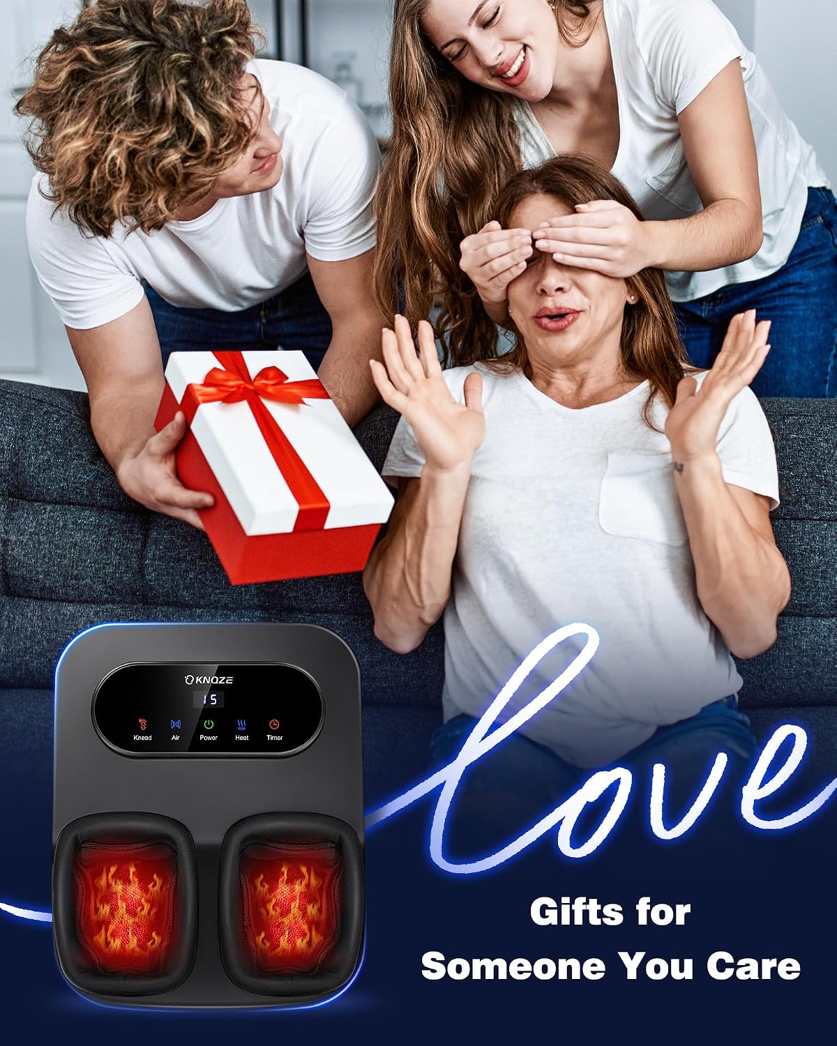 KNQZE Foot Massager with Heat and Remote, Shiatsu Deep Kneading Feet Massager for Plantar Fasciitis & Neuropathy, Foot Warmer, Gifts for Mom Women Men Dad, Fits Up to Men Size 12(Black)