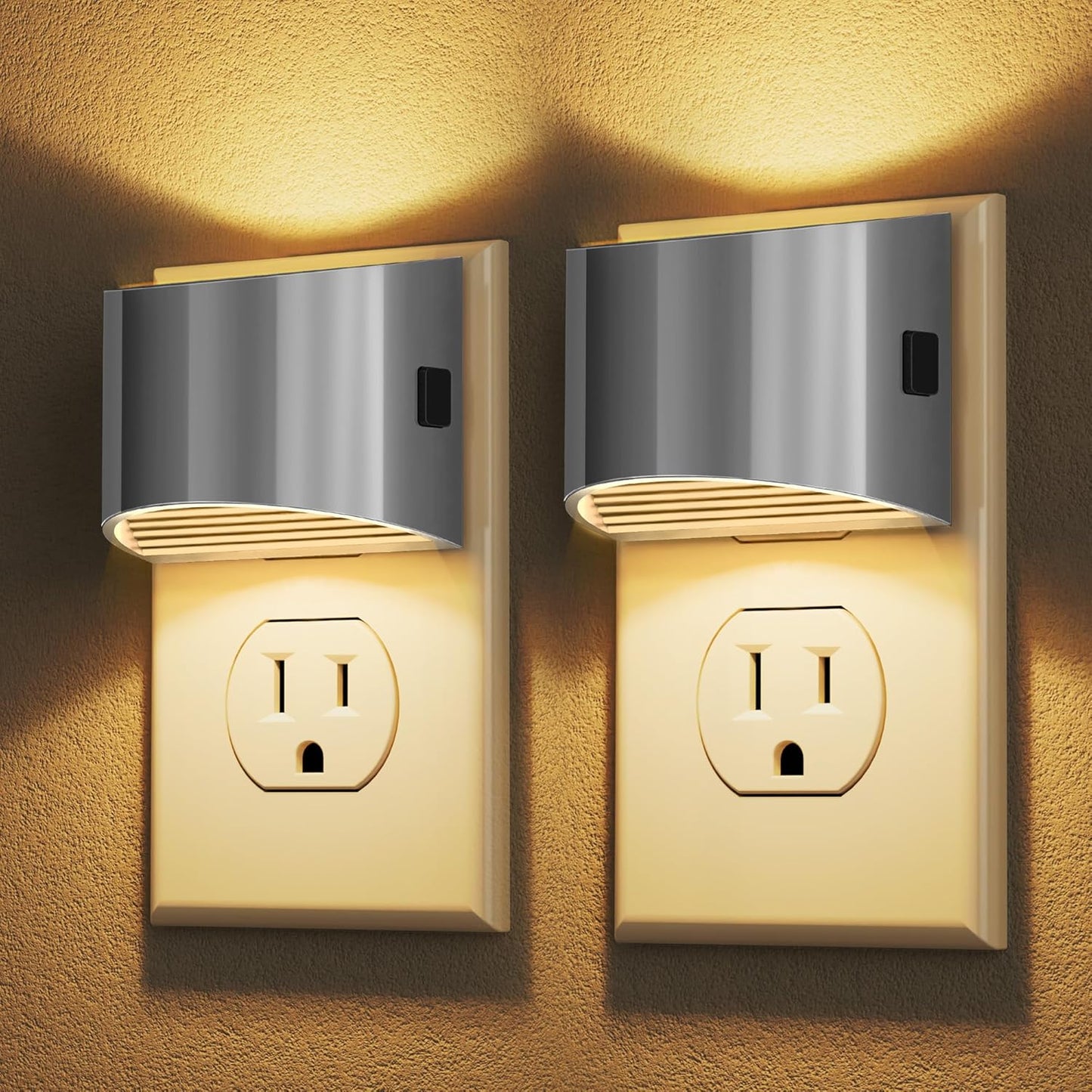 DORESshop LED Night Light[2 Pack], Night Lights Plug into Wall, 3 Level Brightness Adjustable Plug in Night Light, Dusk to Dawn Sensor, Nightlights for Adults, Bedroom, Bathroom, Hallway, Amber