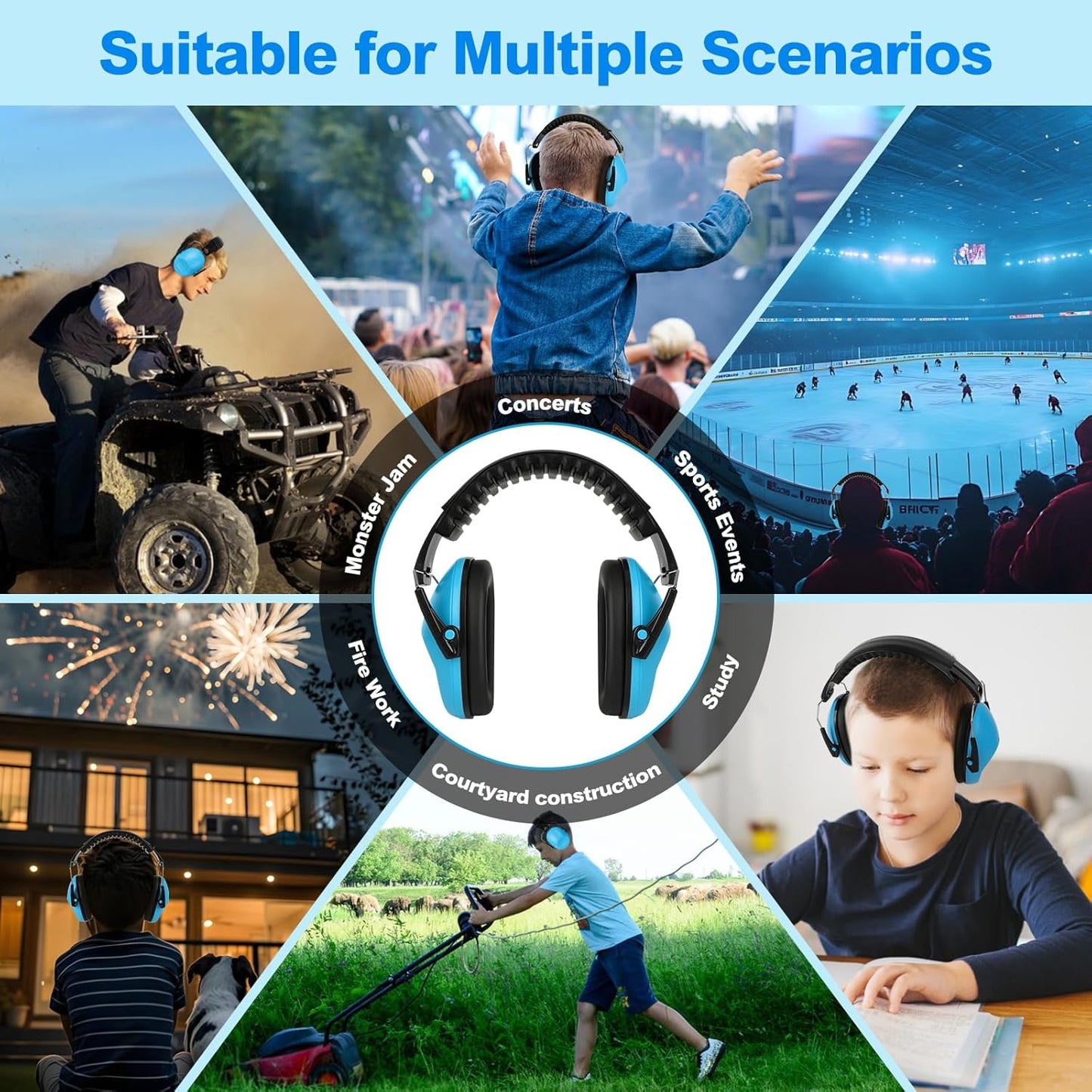Floriogra 12 Pack Noise Canceling Headphones for Kids, Kids Ear Protection Earmuffs for Autism, Toddler, Children, Noise Cancelling Headphones Sound Proof Earmuffs for Concerts, Air Shows, Fireworks