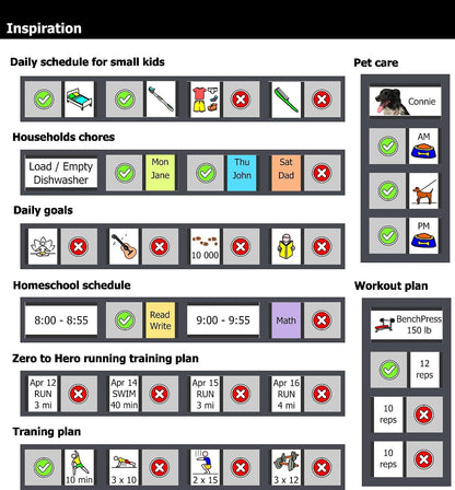 Customizable Checklist Board, Habit Tracker, and Chore Chart for Kids and Adults | Stay Organized with Daily Routines, Fitness, Self-Care, and Pet Care, For Fridge & Hang On Wall (Grey)