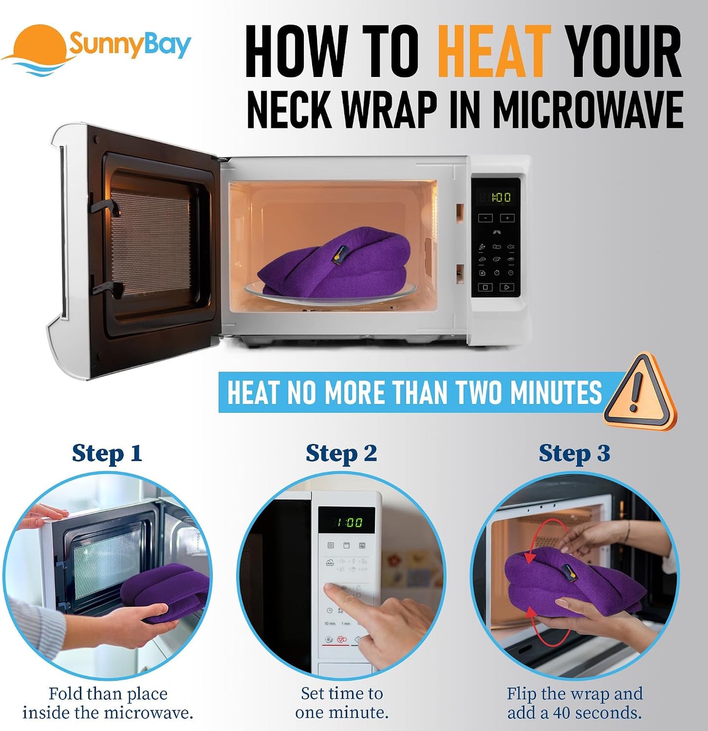 SunnyBay Microwavable Heating Pad for Neck and Shoulder, Heated Neck Wrap, Microwave Heat Pad, Weighted Beanbag Moist Hot or Cold Compress, 2.2 lbs, 26x4 Inches, Navy Blue