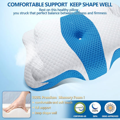 CHxxy Cervical Neck Pillow for Pain Relief Sleeping, Memory Foam Pillows
