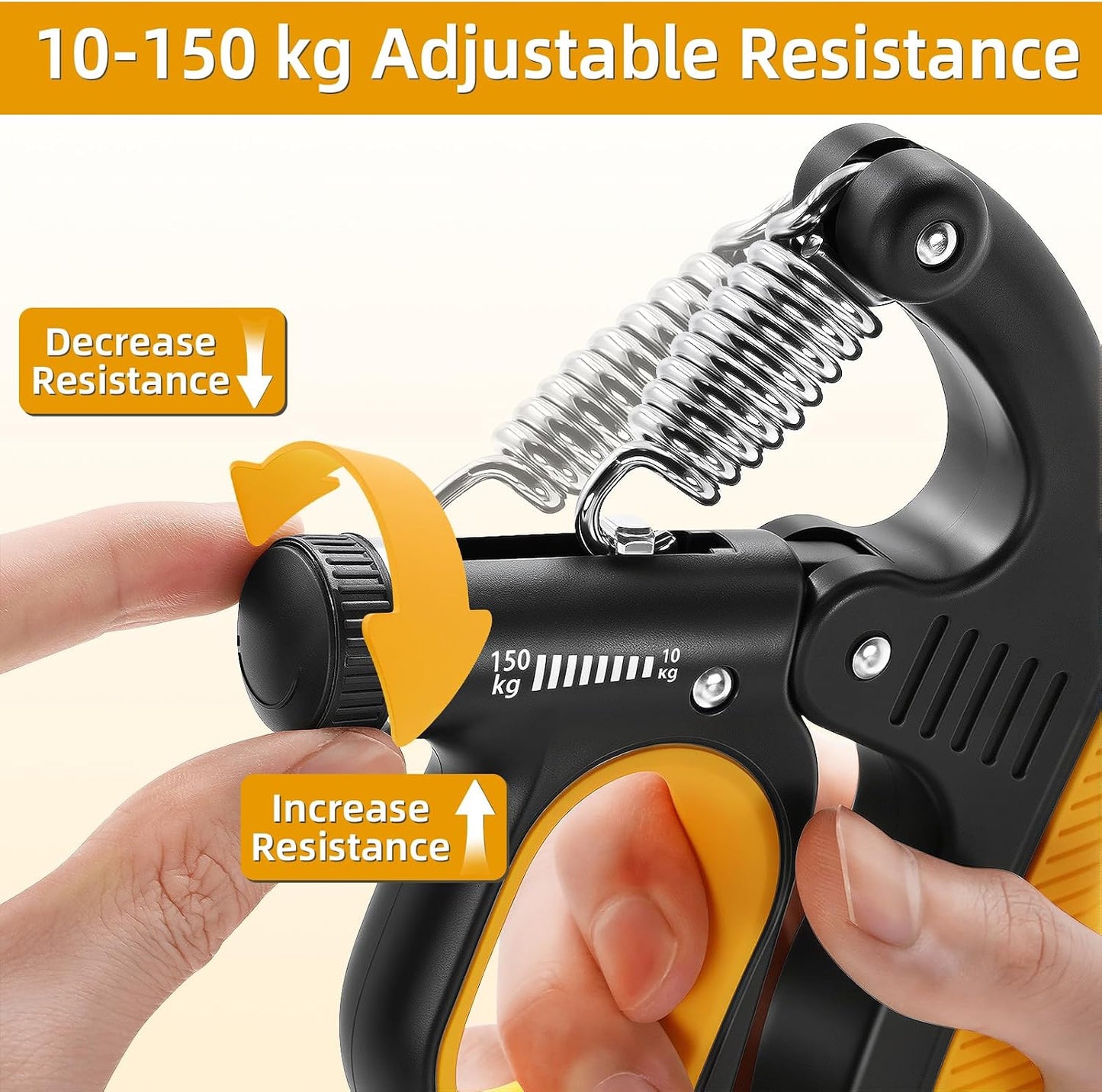 Grip Strength Trainer Adjustable 22-330 lbs, Hand Gripper Strengthener with Counter, Heavy Duty Forearm Strengthener, Wrist & Finger Exerciser, Grip Trainer for Hand Strength, Rehab & Workout, Orange