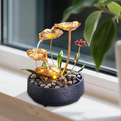 Tabletop Water Fountain – 3-Tier Rock Indoor Waterfall Fountain