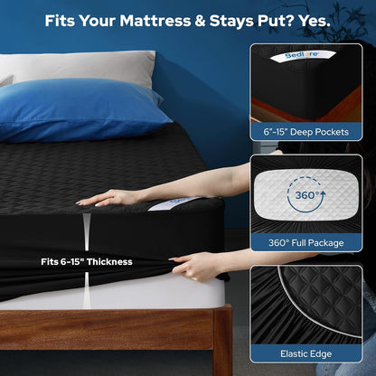BEDLORE Waterproof Mattress Protector, Noiseless King Size Mattress Pad with Deep Pocket Fitted Up to 6-18 inches, Soft Breathable Dirt-Proof Bed Mattress Cover Washable for Bedroom, Hotel (Gray)