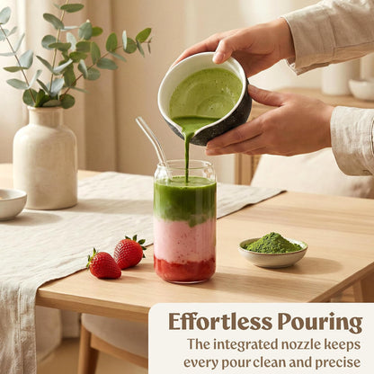 EDELHAUS Matcha Kit Whisk Set (7 Pcs) - Complete Matcha Set, Matcha Bowl with Spout, Whisk with Holder, Bamboo Scoop with Rest and Sifter, Perfect Kit for Matcha Lovers (Green Mist)