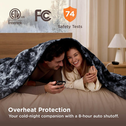Bedsure Heated Blanket Throw Blanket with Preheat Function - Fast Heating Electric Blanket, Soft Flannel Throw with 6 Time Settings(Up to 10H), 6 Heating Settings, Gifts for Grandma (50"x60", Cream)