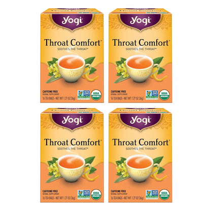 Yogi Throat Comfort Organic Tea, 16 Tea Bags (4 Pack)