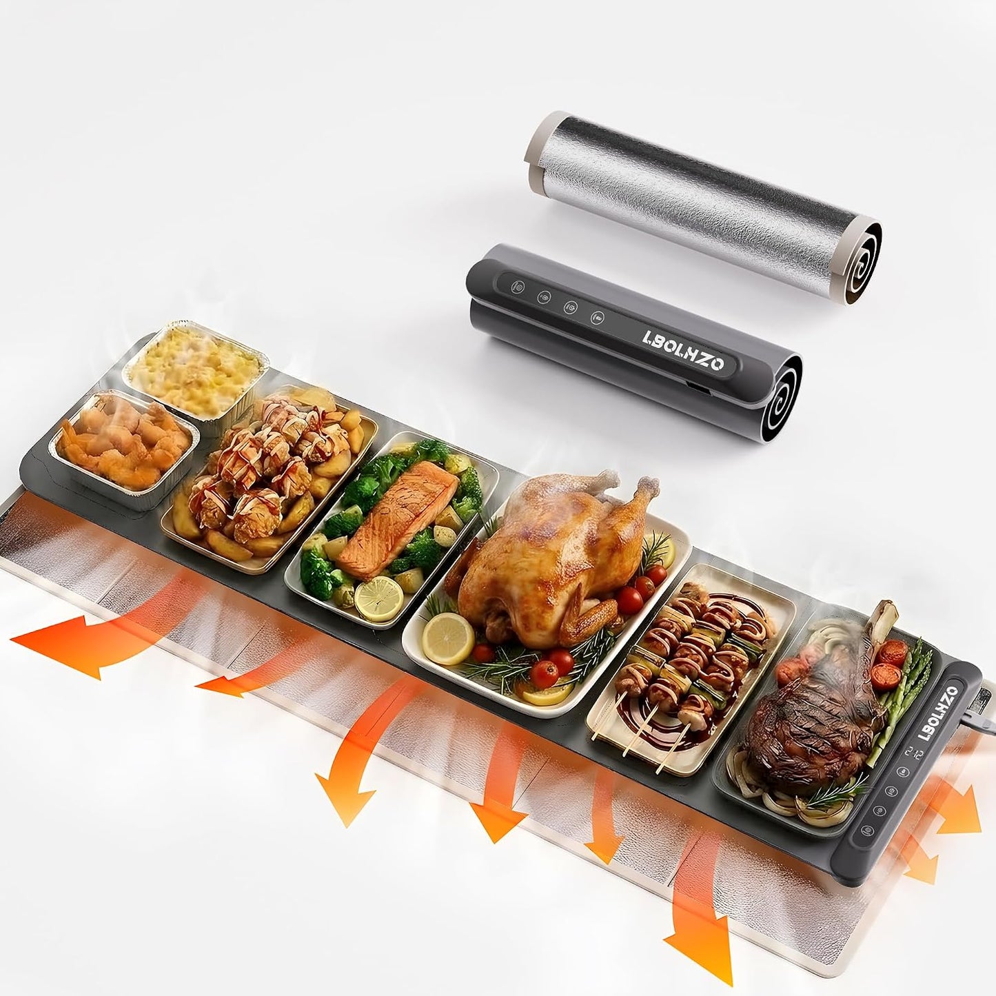 Warming Mat For Food Extra Large 36"x16" 580W Food Warming Mat With Heat Resistant Pad,Chafing Dishes for Buffet 6 Temp 6 Hour,Roll Up Food Warmers for Parties Buffet for Catering Gatherings