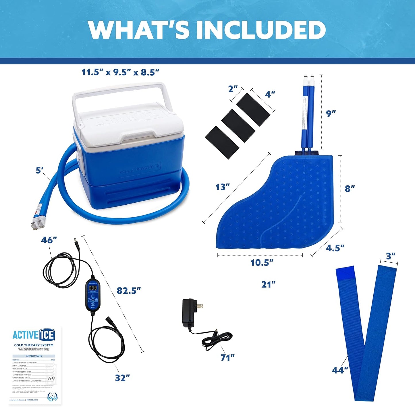 Polar Active Ice 3.0 Cold Therapy Ice Machine System with Programmable Timer, Shoulder Compression Pad, Lightweight 9 Quart Cooler Freeze Kit, Quiet Pump, Strong Cryotherapy Pain Relief Treatment