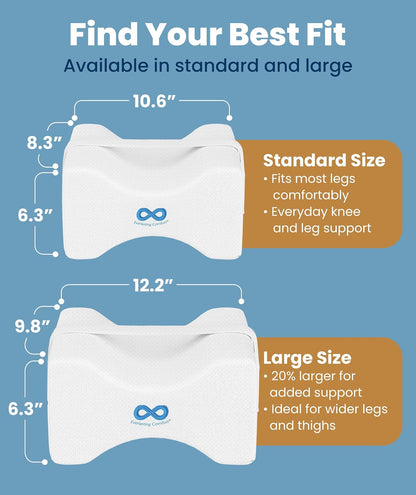 Everlasting Comfort Memory Foam Knee Pillow for Side Sleepers – Sciatica Pain Relief Pillow, Removable Strap Support – Leg Pillows for Sleeping Alignment, Knees, Back & Hip Cushion