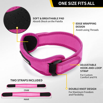 CAMBIVO 2 Pack Patella Tendon Knee Straps, Knee Brace for Women & Men with Extra Straps, Patella Bands for Pain Relief, Osgood Schlatter, Jumper’s Knee, Tendonitis, Running, Basketball, Volleyball