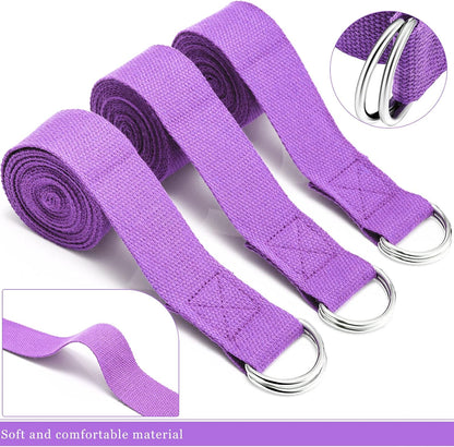 Leyndo Yoga Strap Stretching Pilates Exercise Adjustable Straps 6 ft Non Elastic Yoga Belt with Adjustable D Ring Buckle for Pilates Gym Workouts Fitness