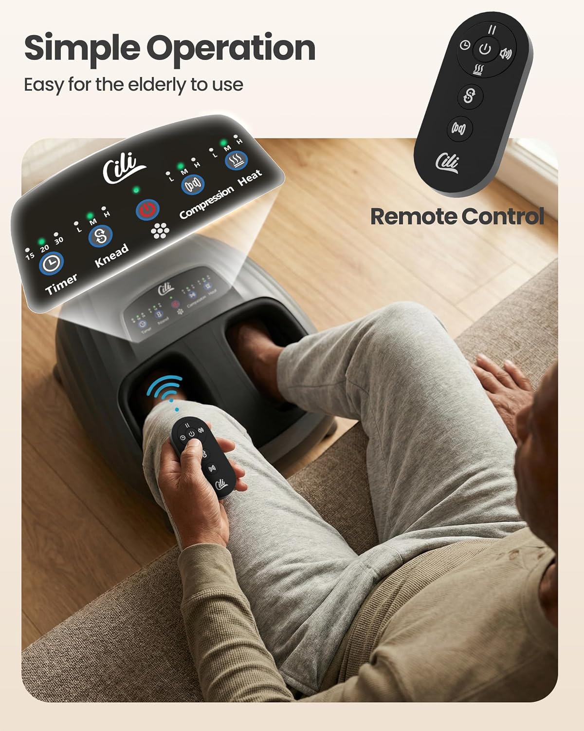 CILI 2026 Upgraded 4-in-1 Heated Foot Massager with Shiatsu, Compression & Vibration, Gifts for Women Men,Feet Massager Machine with Remote Control, Deep Kneading, Fits Big Feet 14 Men