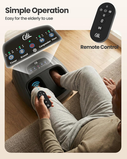 CILI 2026 Upgraded 4-in-1 Heated Foot Massager with Shiatsu, Compression & Vibration, Gifts for Women Men,Feet Massager Machine with Remote Control, Deep Kneading, Fits Big Feet 14 Men
