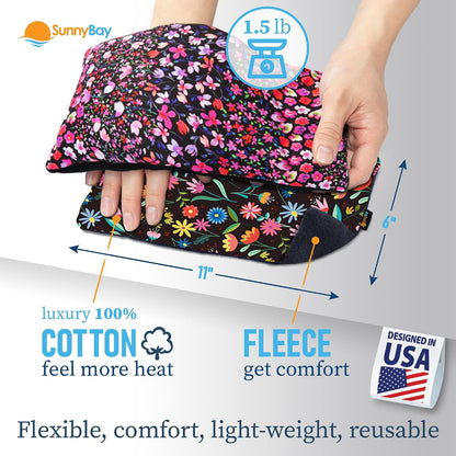 SunnyBay Small Microwave Heating Pad, Microwavable Versatile Cold/Heated Neck and Shoulder Wrap for Back Pain and More, Moist Heat Cotton-Fleece Pad, 6x11 Inches, Hot Pink and Red Flower, Pack of 2