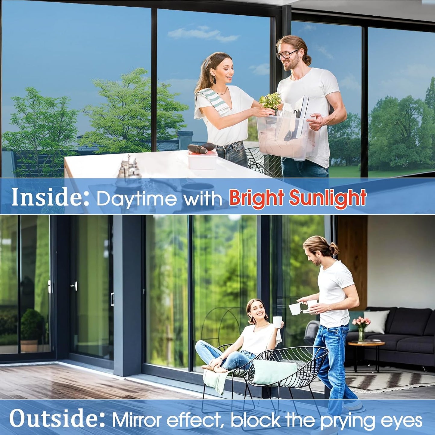 Coavas Blackout Window Film, 100% Light Blocking Privacy Window Film, No Glue Static Cling, Heat & UV Blocking, Removable Room Darkening Window Cover, Renter Friendly for Bedroom, 17.5x78.7Inch,Black