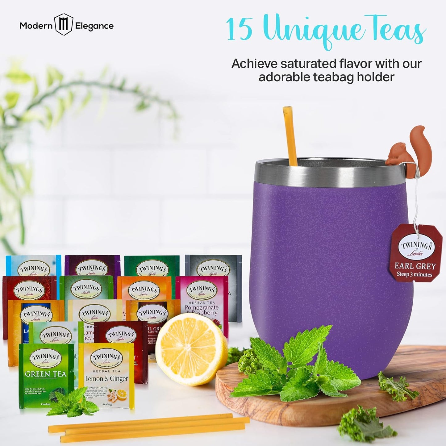 Modern Elegance Tea Tumbler Gift Set for Women, Teal