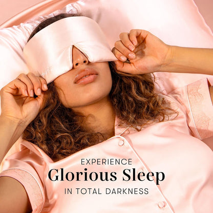 DROWSY Silk Sleep Mask - Face-Hugging, Padded Cocoon for Luxury Sleep in Total Darkness - 100% Pure Mulberry Silk (Black Jade)