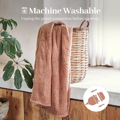 Texciting Heated Blanket Electric Blanket Throw 50''X60''-Heating Throw with 9 Heat Settings-2-10 Hours Auto Off,ETL Certified,Machine Washable (Green)