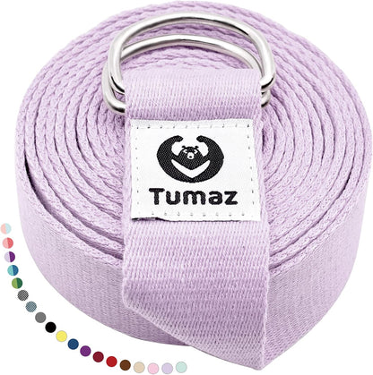 Tumaz Yoga Strap/Stretch Bands [15+ Colors, 6/8/10 Feet Options] with Extra Safe Adjustable D-Ring Buckle, Durable and Comfy Delicate Texture - Best for Daily Stretching, Physical Therapy, Fitness